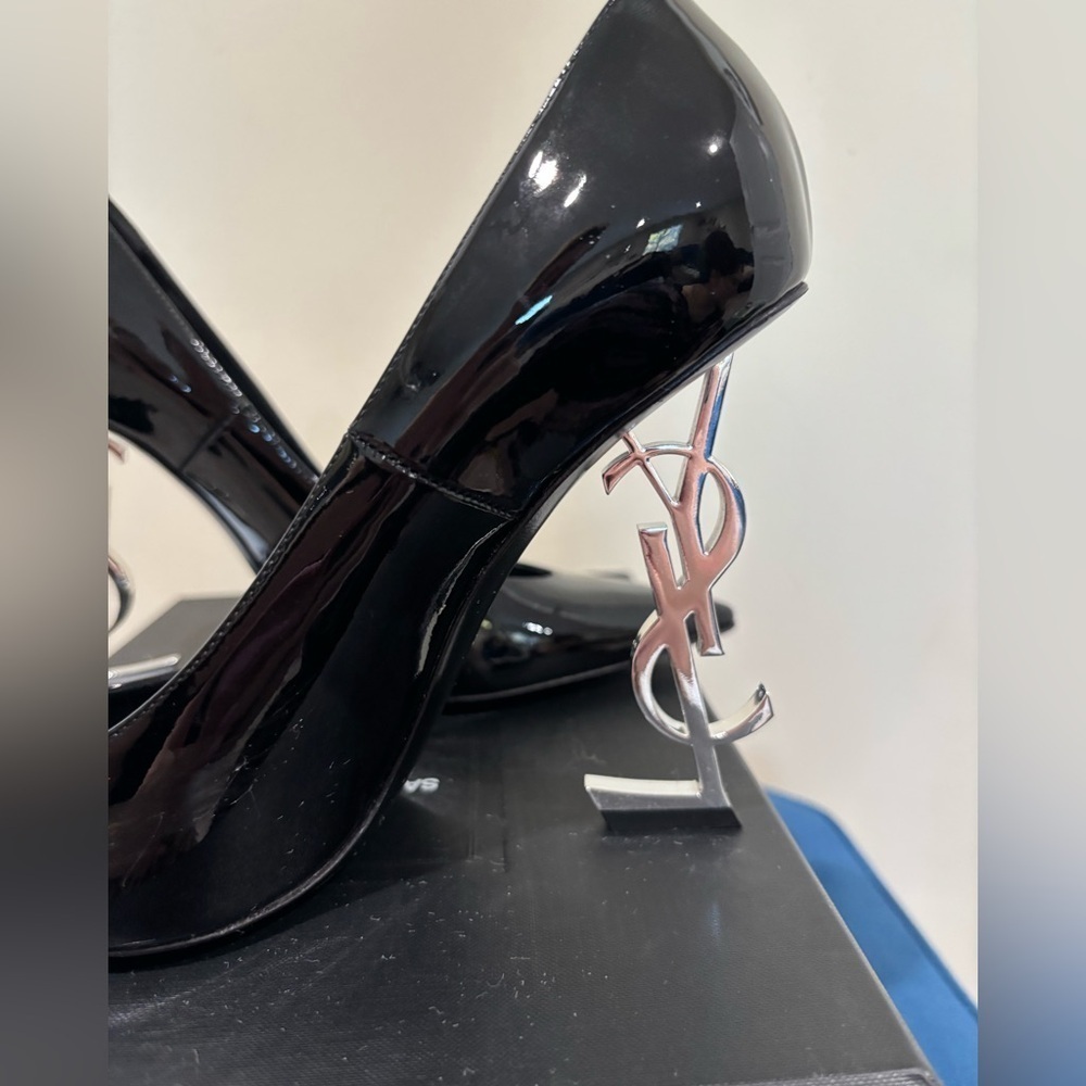Ysl Yves Saint Laurent Black Heels size 39.5 - Picture 12 of 15